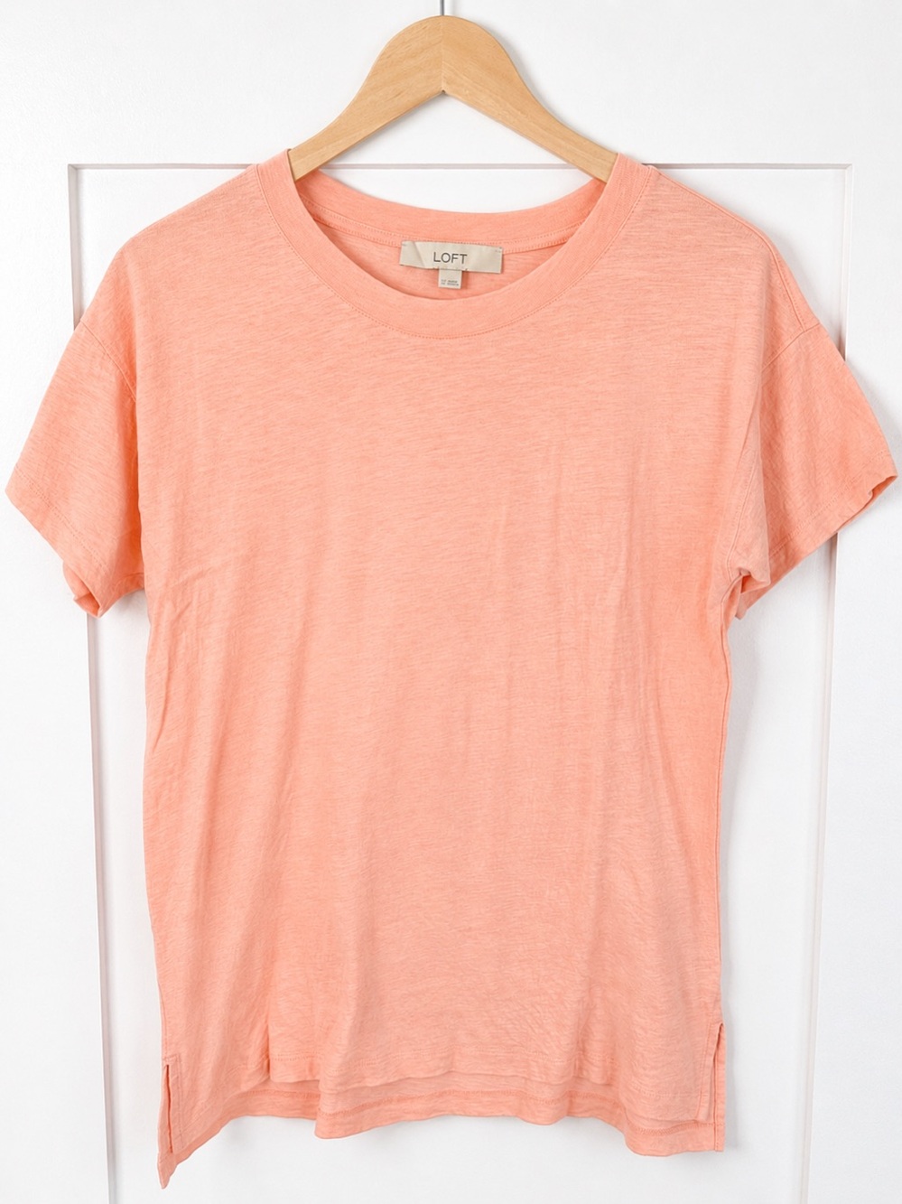 Loft Short Sleeve Crewneck Tee Women's Size XS Peach Soft Cotton Oversized Fit